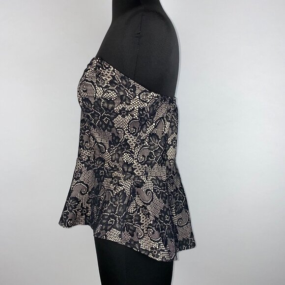 Have Womens L Floral Lace Strapless Peplum Top Lined Back Zipper Boho Party - Picture 6 of 15